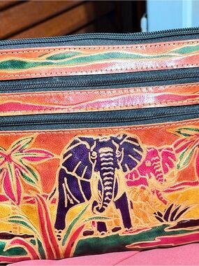 Handcrafted Orange Multi-Color Elephant Leather wallet in